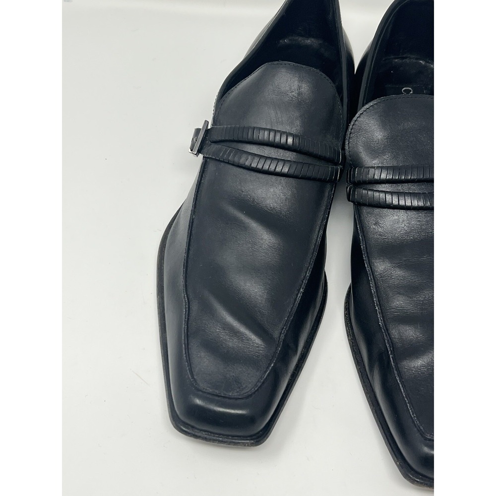 Cesare Paciotti Mens Black Leather Square Toe Loafers Buckle Strap Shoes 8.5 - Picture 3 of 16
